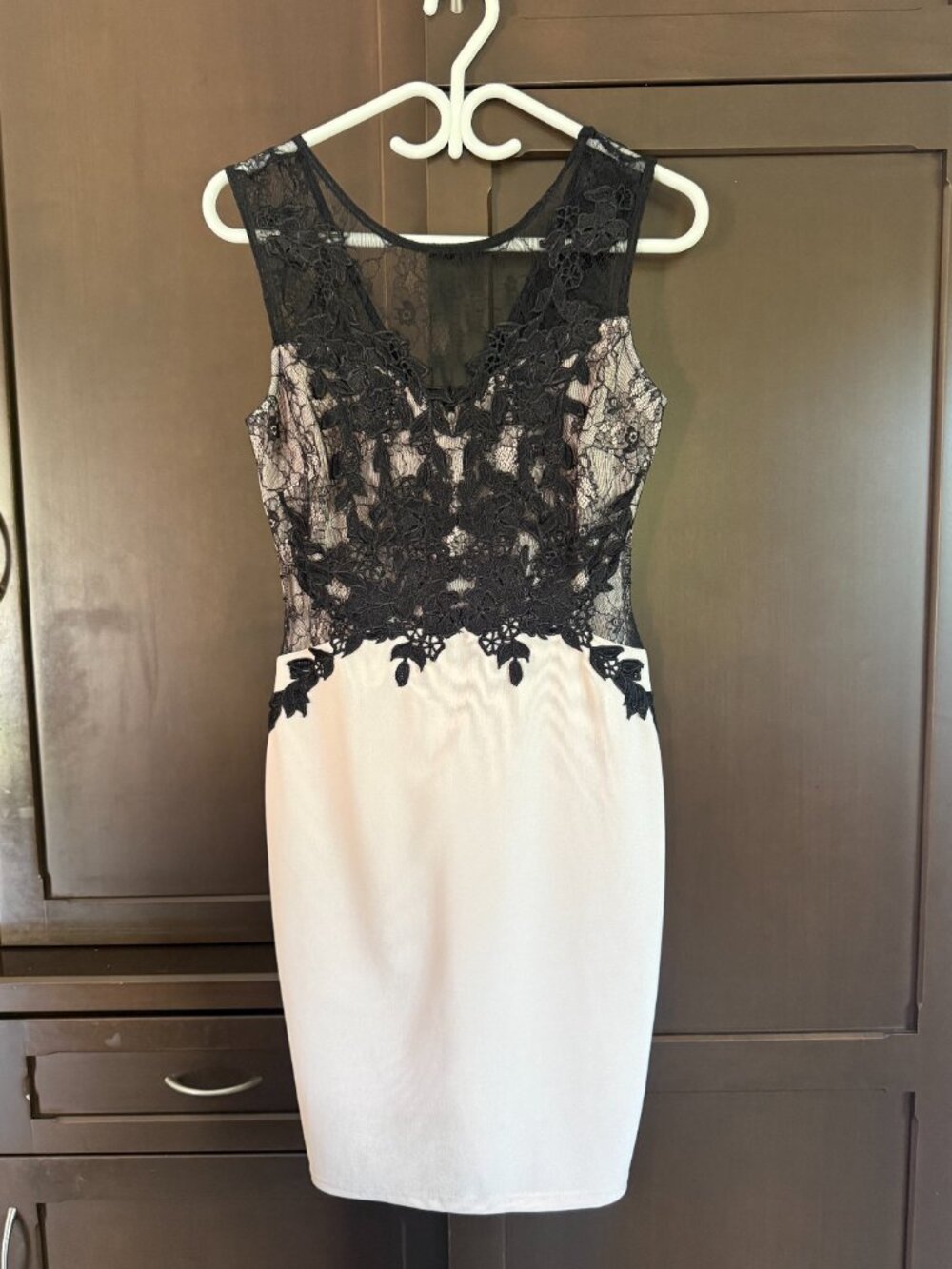 Lipsy London Lace Cocktail Dress | US 8 | Blush & Black | Elegant Occasion Dress